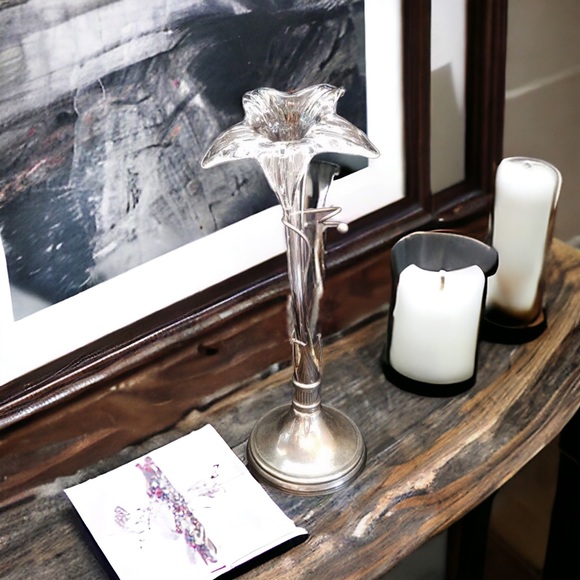 Vintage Art Nouveau Lily Epergne Trumpet Bud Vase - Blown Hand Glass - Picture 3 of 6